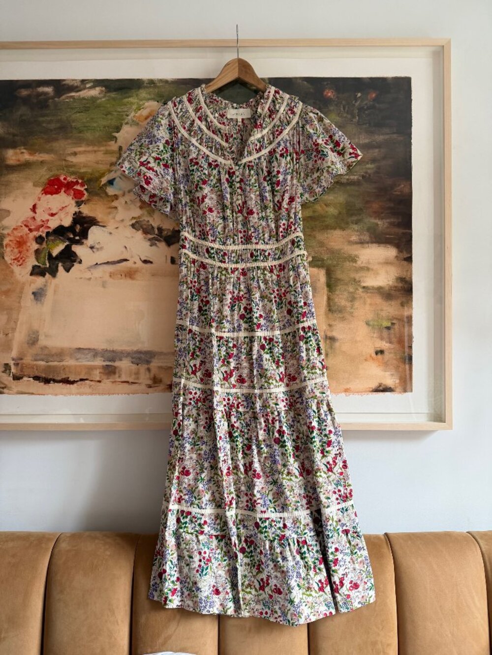THE GREAT. tiered floral-print cotton dress